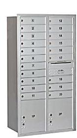 Salsbury 3716D-20ARP 56.75 In. Max Height Unit 4C Rear Loading Private Horizontal Mailbox With 20 Mb1 Doors 2 Pls In Aluminum