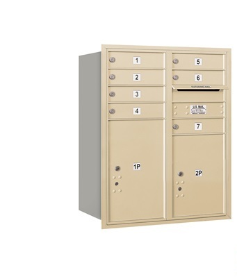 Picture of Salsbury  4C Horizontal Mailbox Includes Master Commercial Locks - 10 Door High Unit - 37.50 Inches - Double Column - 7 Mb1 Doors - 1 Pl5 And 1 Pl6 - Sandstone - Rear Loading - Private Access