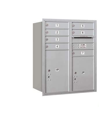 Picture of Salsbury  4C Horizontal Mailbox Includes Master Commercial Locks - 10 Door High Unit - 37.50 Inches - Double Column - 7 Mb1 Doors - 1 Pl5 And 1 Pl6 - Aluminum - Rear Loading - Private Access
