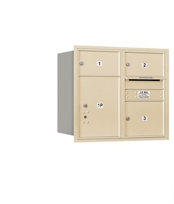 Picture of Salsbury  4C Horizontal Mailbox Includes Master Commercial Lock - 7 Door High Unit - 27 Inches - Double Column - 2 Mb2 Doors - 1 Mb3 Door - 1 Pl5 - Sandstone - Rear Loading - Private Access