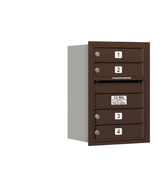 Salsbury 3706S-04ZRU 4C Horizontal Mailbox 6 Door High Unit - 23.50 Inches - Single Column - 4 Mb1 Doors - Bronze - Rear Loading - Usps Access