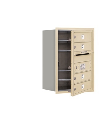 Salsbury 6 Door High Unit 23.50 Inches - Single Column - 4 Mb1 Doors - Sandstone - Front Loading - Usps Access