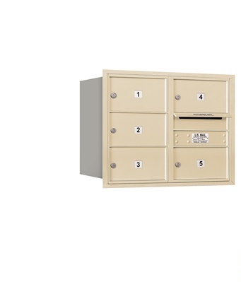 Salsbury 3706D-05SRP 6 Door High Unit 23.50 Inches - Double Column - 5 Mb2 Doors - Sandstone - Rear Loading - Private Access