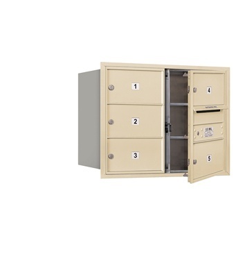 Salsbury 3706D-05SFU 6 Door High Unit 23.50 Inches - Double Column - 5 Mb2 Doors - Sandstone - Front Loading - Usps Access