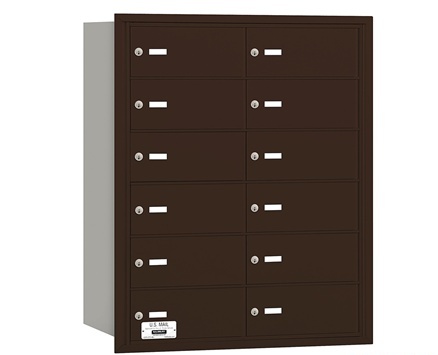 Salsbury 3612ZRP Salsbury 4Bplus Horizontal Mailbox 12 B Doors - Bronze - Rear Loading - Private Access