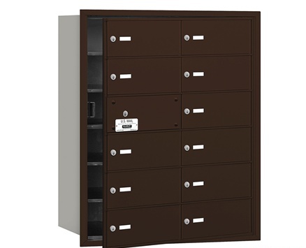 Salsbury 3612ZFP Salsbury 4Bplus Horizontal Mailbox Includes Master Commercial Lock - 12 B Doors - 11 Usable - Bronze - Front Loading - Private Access