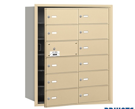 Salsbury  Salsbury 4Bplus Horizontal Mailbox Includes Master Commercial Lock - 12 B Doors - 11 Usable - Sandstone - Front Loading - Private Access