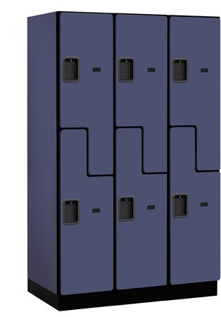 Salsbury 27361BLU Extra Wide Designer Wood Locker Double Tier S Style - 3 Wide - 6 Feet High - 21 Inches Deep - Blue -  Salsbury Industries