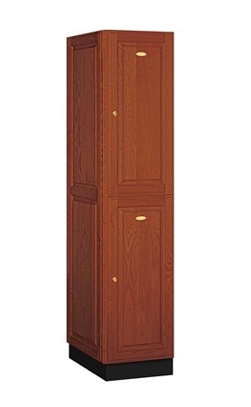 Picture of Salsbury 12161MED Solid Oak Executive Wood Locker Double Tier - 1 Wide - 6 Feet High - 21 Inches Deep - Medium Oak