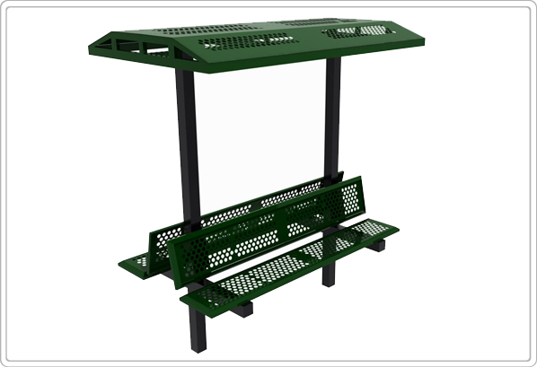 Picture of Sports Play Equipment 602-761 8 ft. Double Bench with Shade, Perforated
