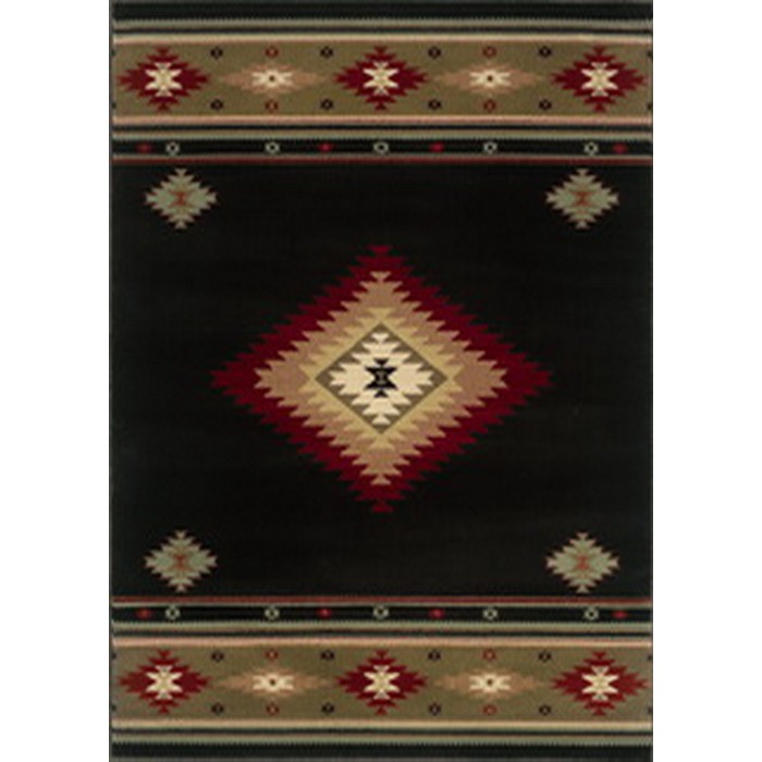 Oriental Weavers Hudson 087G1 4x6 Rectangle - Black/ Green-Polypropylene