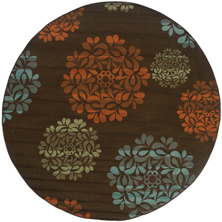 Oriental Weavers Montego 2635N 8' Round  Round - Brown/ Blue-Polypropylene