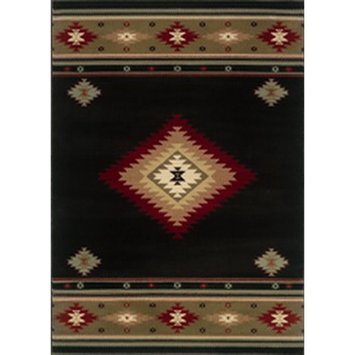 Oriental Weavers Hudson 087G1 5x8  Rectangle - Black/ Green-Polypropylene