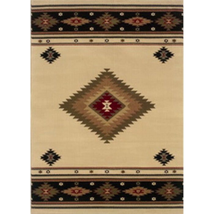 Oriental Weavers Hudson 087I1 5x8  Rectangle - Beige/ Green-Polypropylene