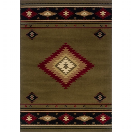 Oriental Weavers Hudson 087J1 5x8 Rectangle - Green/ Red-Polypropylene