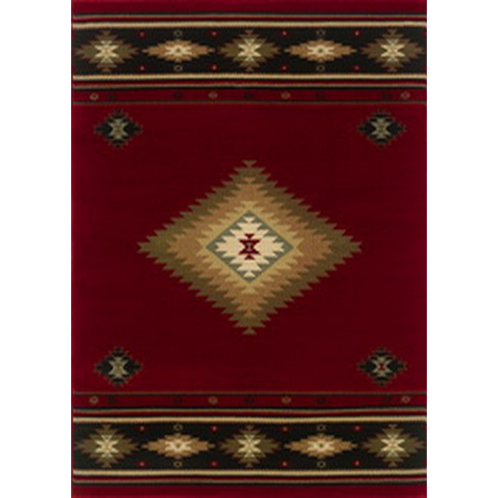 Oriental Weavers Hudson 087K1 5x8  Rectangle - Red/ Green-Polypropylene