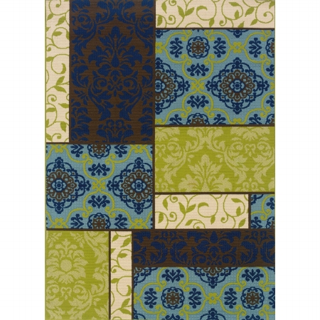 Oriental Weavers Caspian 3066V 9x13  Rectangle - Brown/ Blue-Polypropylene