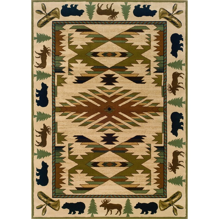 Oriental Weavers Hudson 1072A 6x9 Rectangle - Ivory/ Green-Polypropylene