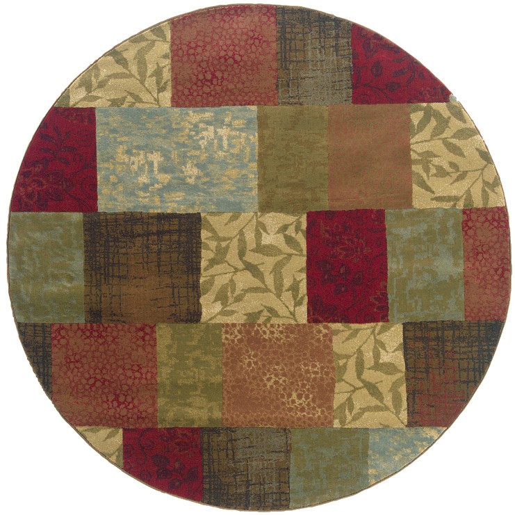 Oriental Weavers Hudson 030C1 8' Round Round - Green/ Red-Polypropylene