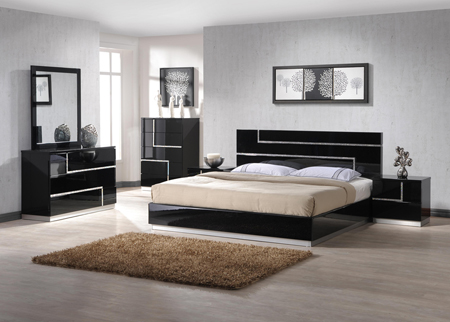 Lucca Left Facing Night Stand - Black Lacquer