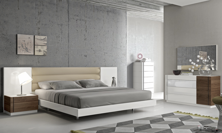 Lisbon Right Facing Night Stand - White - Beige - Walnut