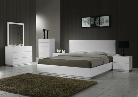 Naples Full Size Bed - White Lacquer