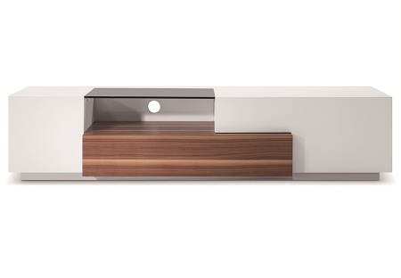 TV Stand 015 in Walnut & White High Gloss