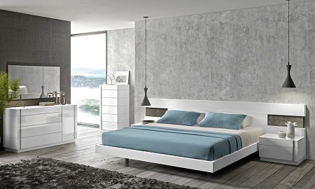 Amora Left Facing Night Stand - White Lacquer & Chrome