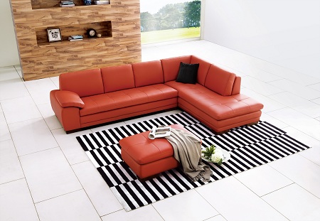 J & M Furniture 175443111-LHFC-PK 625 Italian Leather Sectional Pumpkin in Left Hand Facing -  J&M Furniture