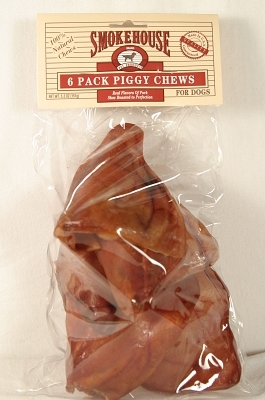 Picture of 78565502000 Smoke House Piggy Chews 6 pack in Sealed Bag