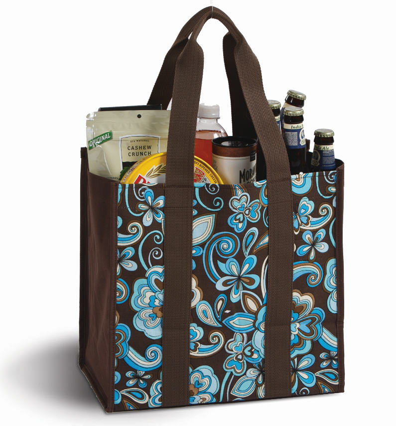 Picture of Picnic Plus PSA-802CC Coated canvas carry all shopping- travel tote - Cocoa Cosmos