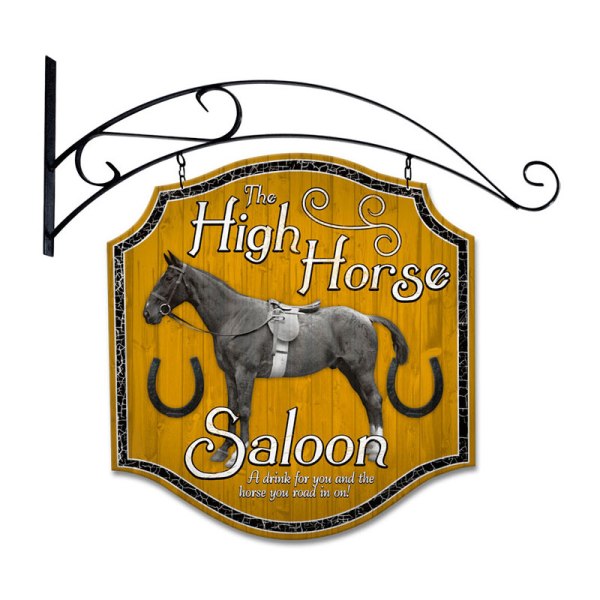 Past Time Signs PS159 High Horse Tavern Bar And Alcohol Double Sided Custom Metal Shape With Wall Mount