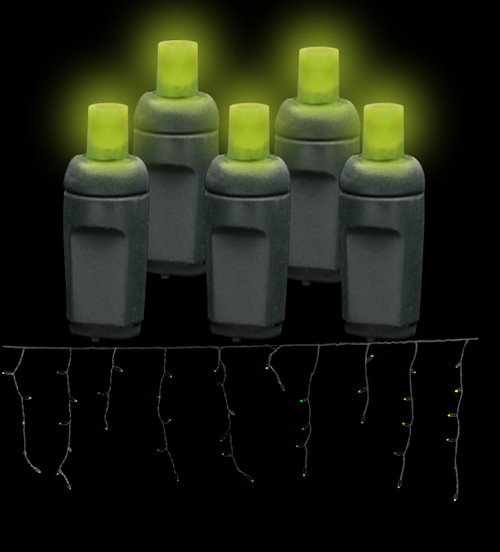 Premium Grade LED Icicle Lights 105 Lime Frost Holiday Lights String with Black Wire 10'