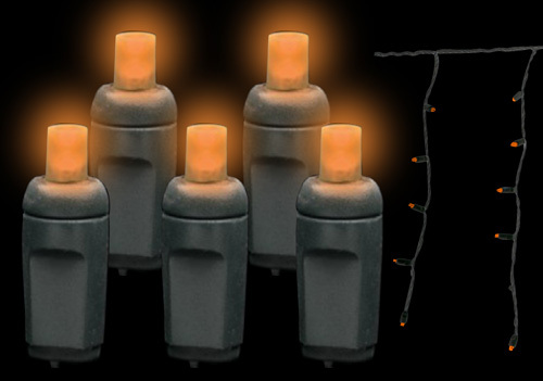 Premium Grade LED Icicle Lights 105 Orange Frost Holiday Lights String with Black Wire Orange Frost