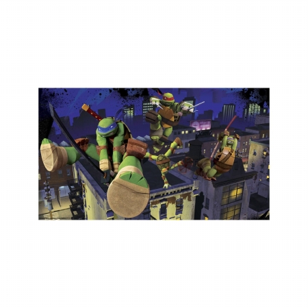 Picture of Roommates JL1297M Teenage Mutant Ninja Turtles Cityscape Chair Rail Prepasted Mural 6 ft. x 10.5 ft. - Ultra-strippable