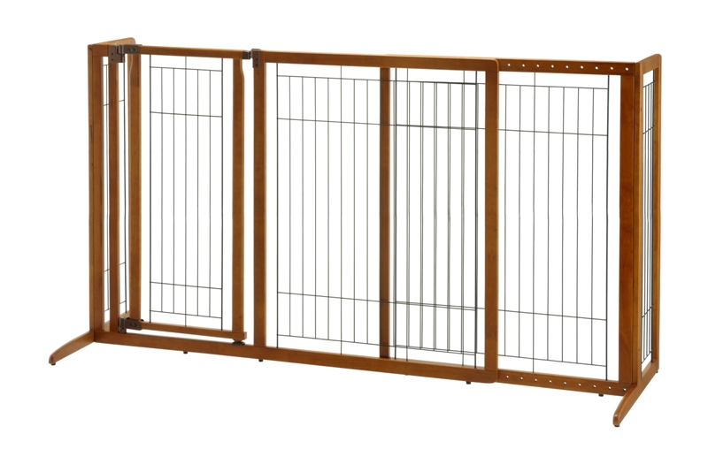 Picture of Richell USA 94190 Deluxe Freestanding Pet Gate with Door Large - Brown