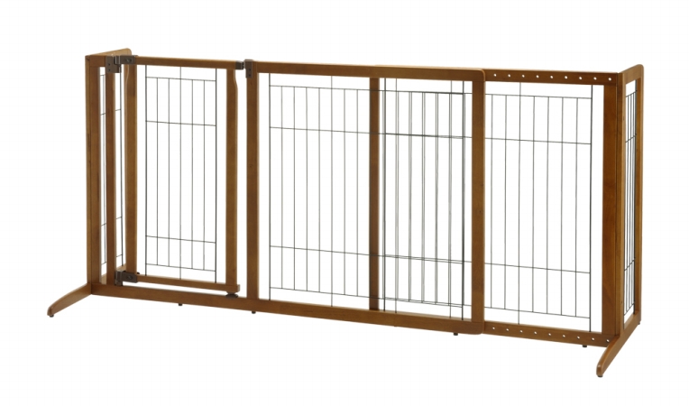 Picture of Richell USA 94189 Deluxe Freestanding Pet Gate with Door Medium - Brown