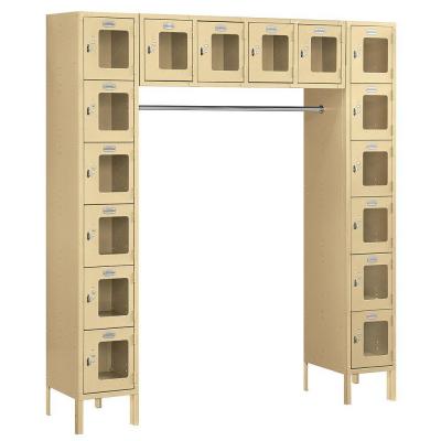 Salsbury S-66016TN-U 72 In. W X 78 In. H X 18 In. D 6-Tier Box Style Bridge See-Through Metal Locker Unassembled In Tan