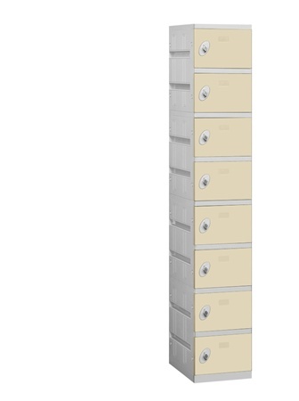 Salsbury 98168TN-A D 8-Tier Plastic Lockers Assembled In Tan