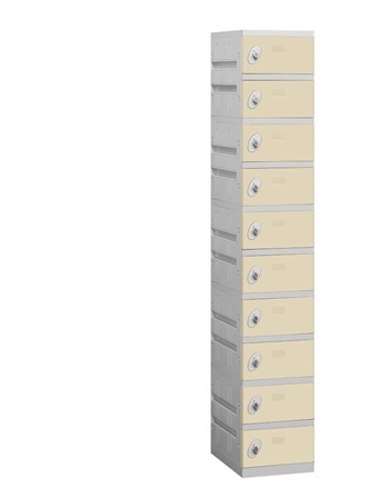 Salsbury 90168TN-U 12.75 In. W X 74 In. H X 18 In. D 10-Tier Plastic Lockers Unassembled In Tan