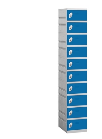 Salsbury 2.75 In. W X 74 In. H X 18 In. D 10-Tier Plastic Lockers Unassembled In Blue
