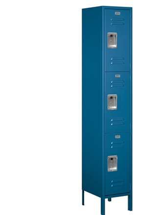 Salsbury Triple Tier Extra Wide Metal Locker Unassembled In Blue