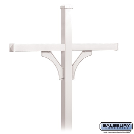 Salsbury 4374WHT Deluxe Post 2 Sided - In-Ground Mounted - For - 4 Roadside Mailboxes - White