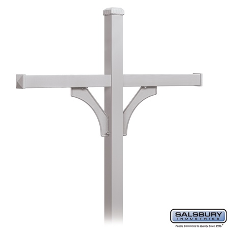 Salsbury 4374SLV Deluxe Post 2 Sided - In-Ground Mounted - For - 4 Roadside Mailboxes - Silver