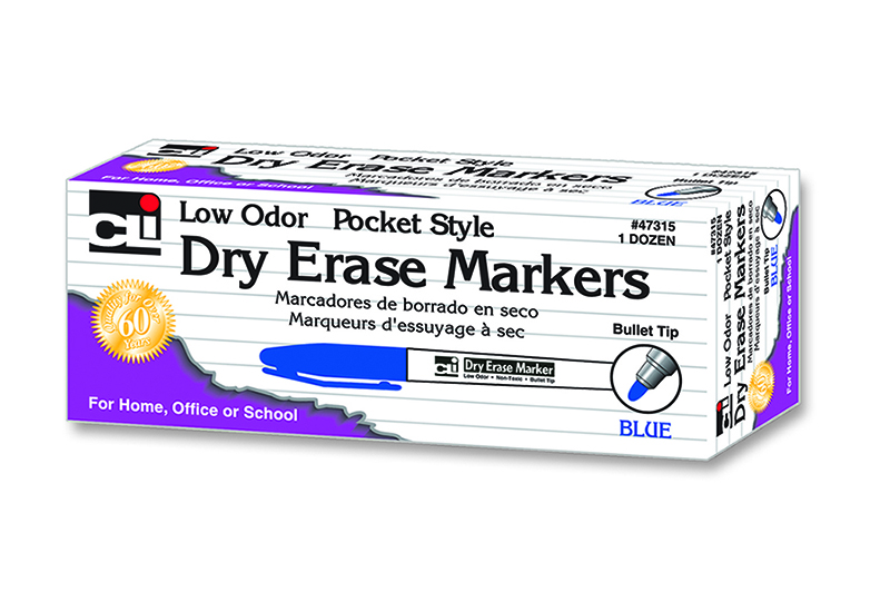 Picture of Charles Leonard CHL47315 12Ct Blue Bullet Tip Dry Erase
