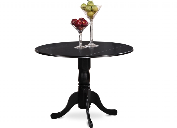 East West Furniture DLT-BLK-TP Dublin Dinette Round Table with Two 9 in Drop-Leaves