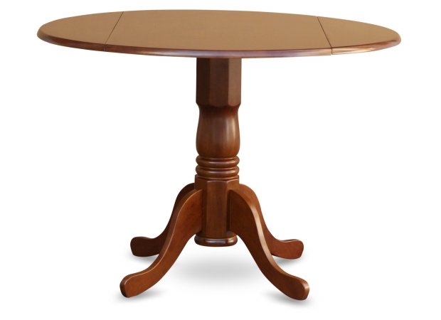East West Furniture DLT-SBR-TP Dublin Kitchen Round Table with Two 9in Drop-Leaves in Saddle Brown Finish