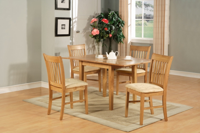 Norfolk 3PC Set with rectangular table featured 12 in Butterfly Leaf and 2 Upholstered seat chairs