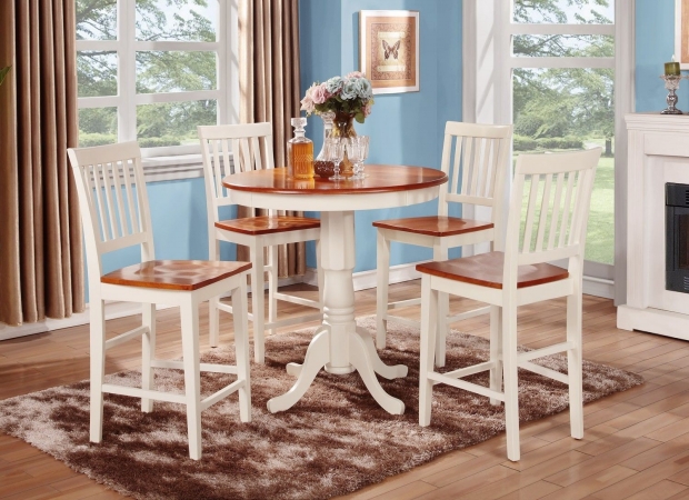 Picture of East West Furniture JAVN3-WHI-W 3PC Set Jackson Counter Height Table in Buttermilk and Cherry Finish