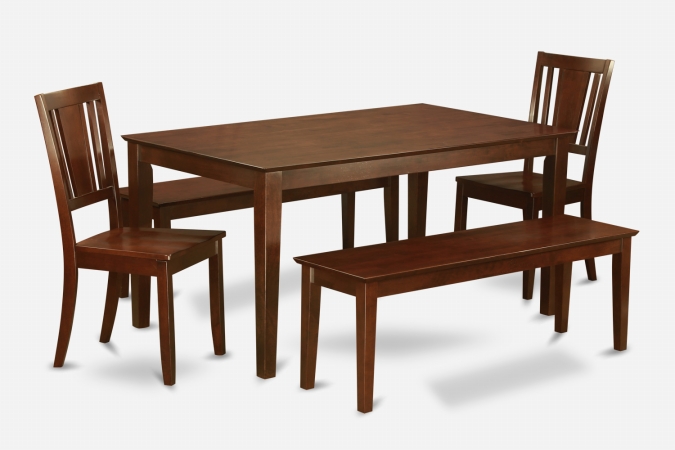 Capri 5PC Rectangular Table with 2 Dudley Wood Seat Chairs and 2 51-in Long Benches - Mahogany -  GSI Homestyles, HO3513270